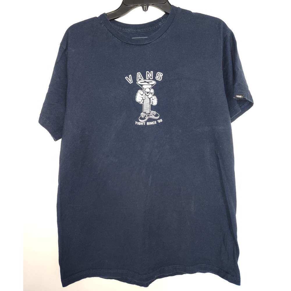 Vans Mens Tight Since 66 Screw Graphic Navy Blue Classic Fit T-Shirt Medium